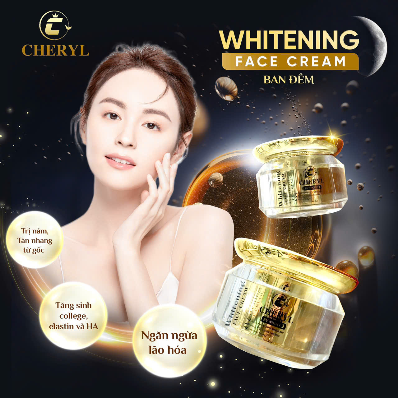 Kem Dưỡng Trắng Da Mặt Ban Đêm Cheryl