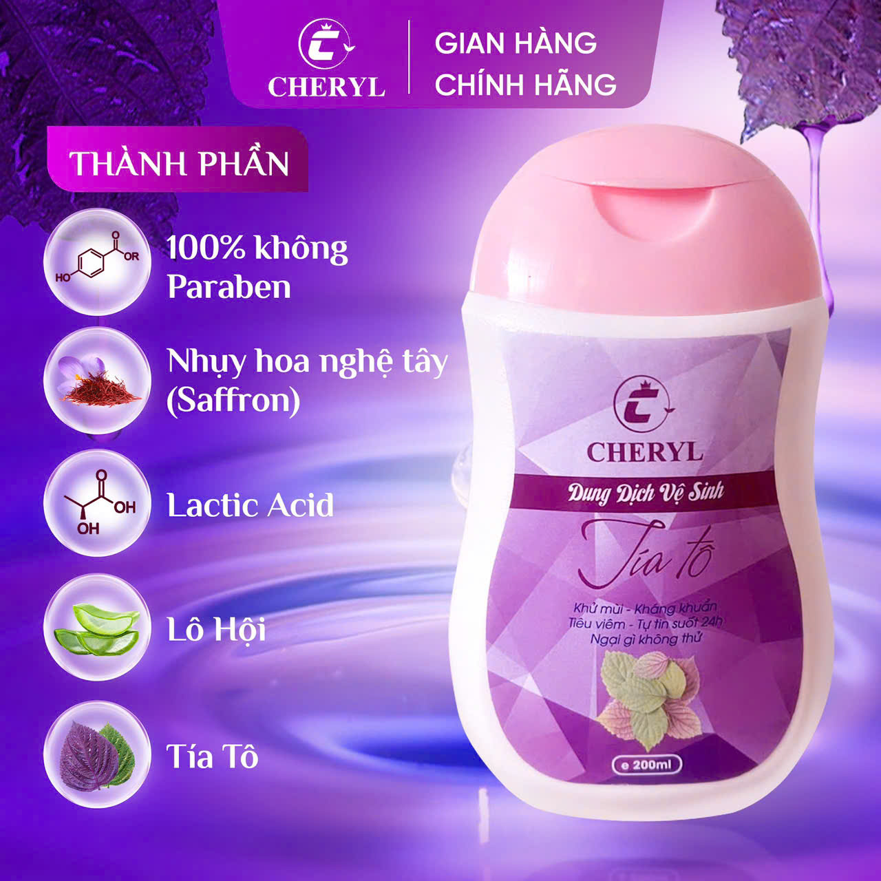 Dung Dịch Vệ Sinh Phụ Nữ Tía Tô Cheryl