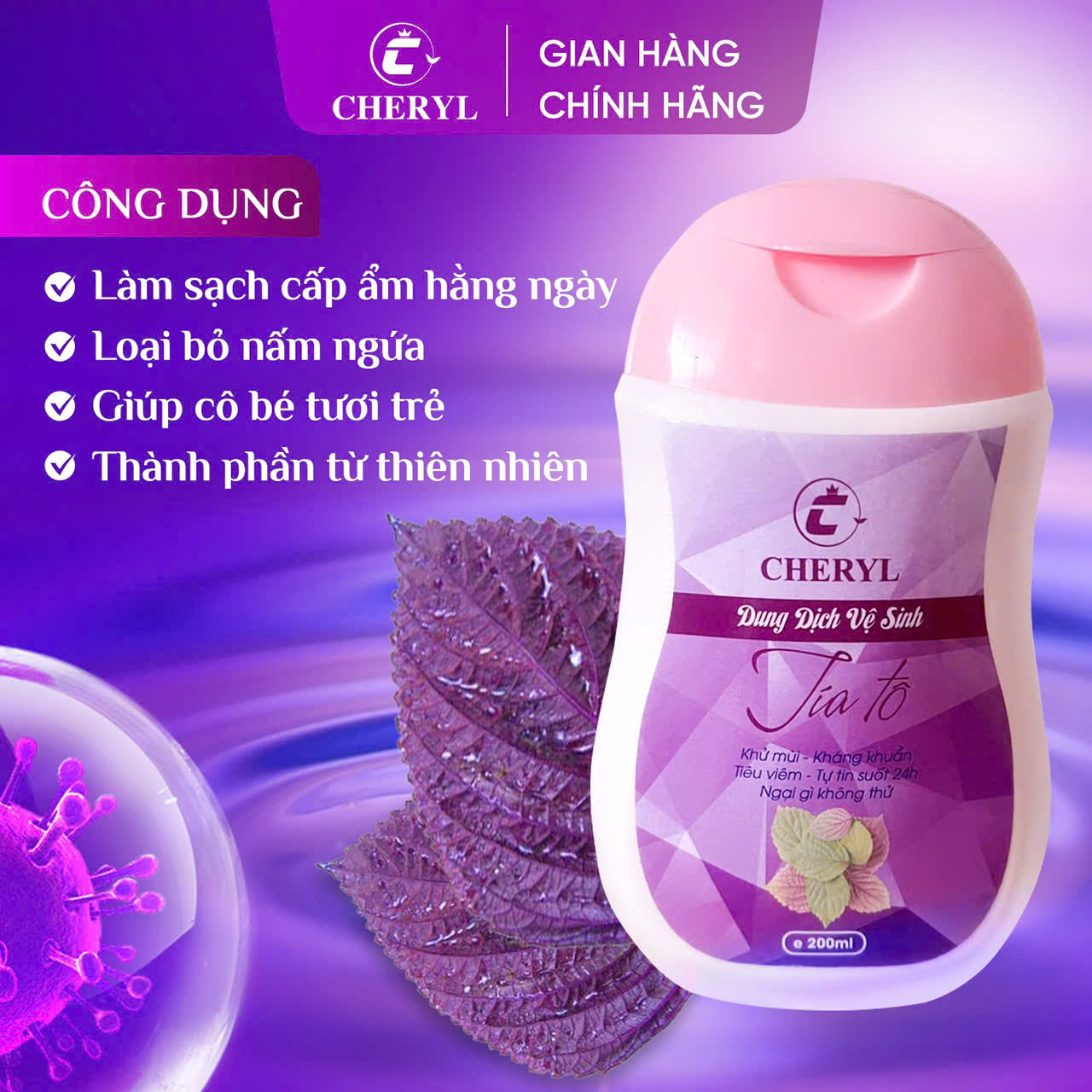 Dung Dịch Vệ Sinh Phụ Nữ Tía Tô Cheryl