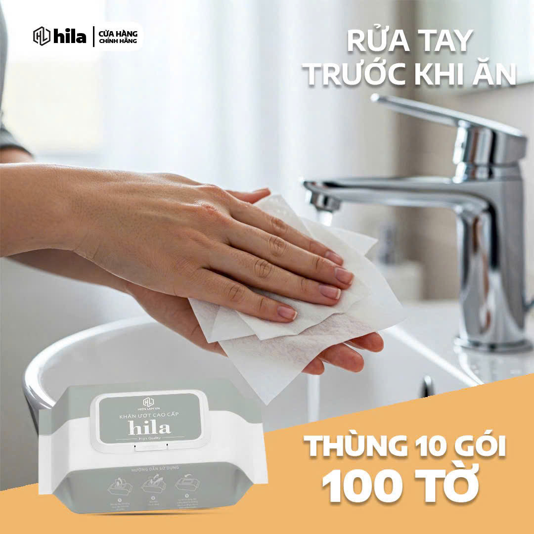 Khăn giấy khô Hila hộp rút 100 tờ